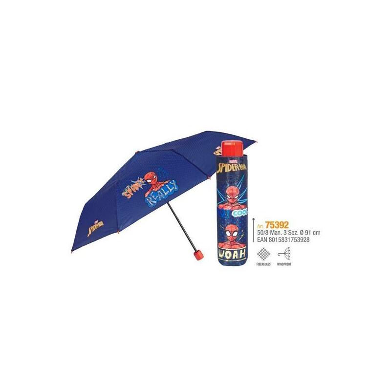 Perletti Paraguas Infantil 50/8 Man. Fibra De Vidrio Spiderman