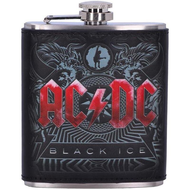 Petaca Ac/Dc Black Ice Album En Relieve, Acero Inoxidable Onzas