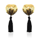 Pezonera De Corazón Con Lentejuelas Doradas