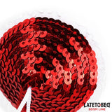 Pezoneras Con Lentejuelas Rojas Y Pompones Blancos