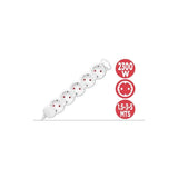 Phasak Regleta 5 Tomas Schuko Sin Interruptor Blanca Cable 1,5 Metros