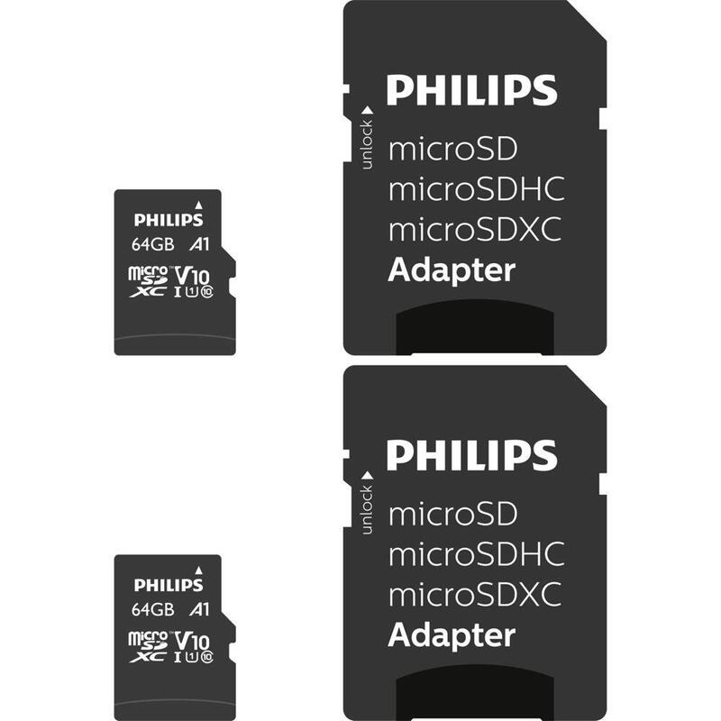 Philips Microsdxc 2-Pack    64gb Class 10 Uhs-I U1 Incl. Adapter
