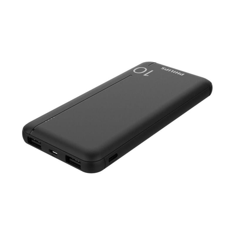 Philips Slim Powerbank 10000mah Mit Led + Micro-Usb Kabel Black