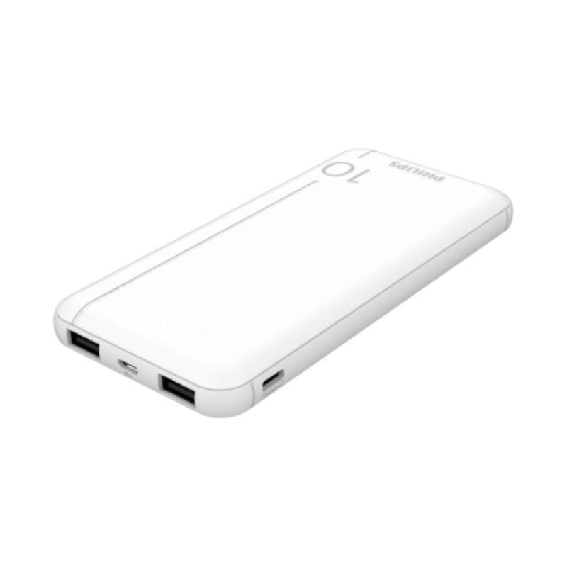 Philips Slim Powerbank 10000mah Mit Led + Micro-Usb Kabel White