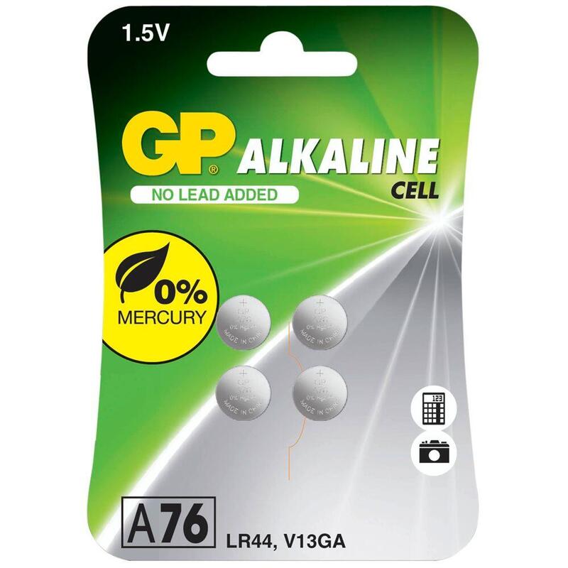 Pila De Botón Alcalina Gp 76a (V13ga / L1154), Blister De 4