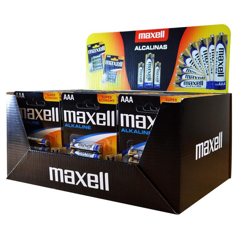 Pilas Alcalinas Maxell Lr03 Aaa, Paquete De 4 Unidades (30 Blísters/120 Pilas)