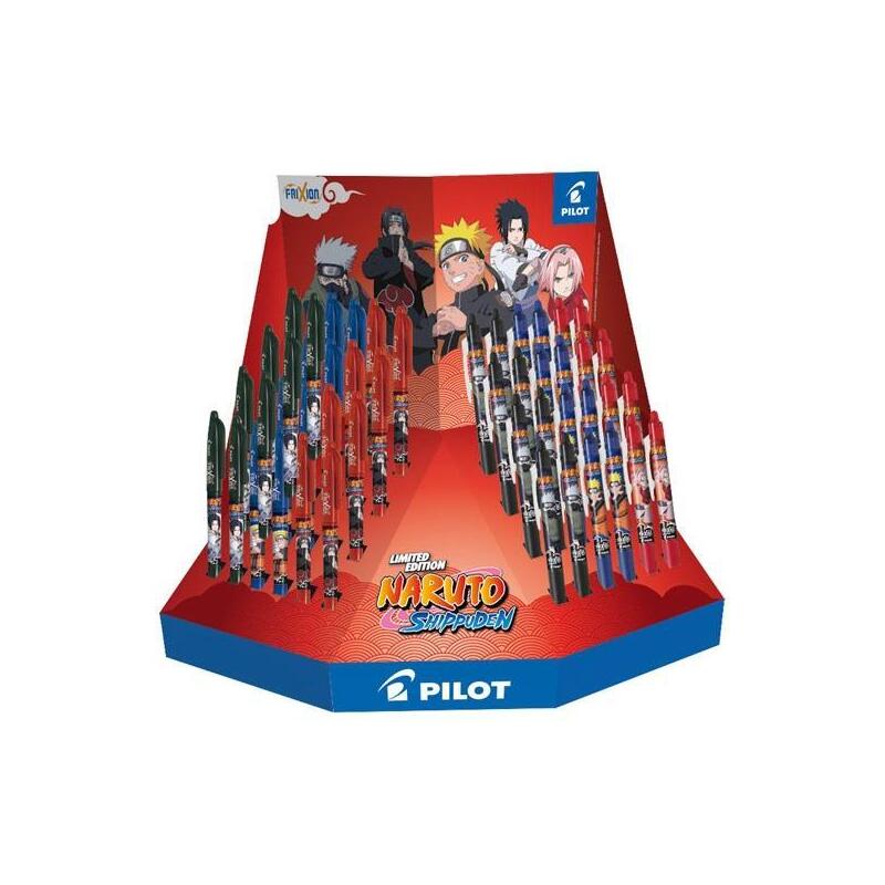 Pilot Naruto Expositor De 24 Boligrafos Frixion Clicker + 24 Boligrafos Frixion Ball - Borrables - Recargables -