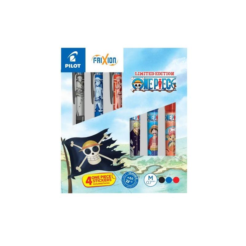 Pilot One Piece Caja Coleccionista Con 3 Boligrafos Frixion Ball + 3 Boligrafos Frixion Ball Plus + 4 Stickers De