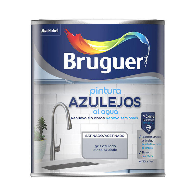 Pintura Azulejos Al Agua Satinado Gris Azulado 750 Ml