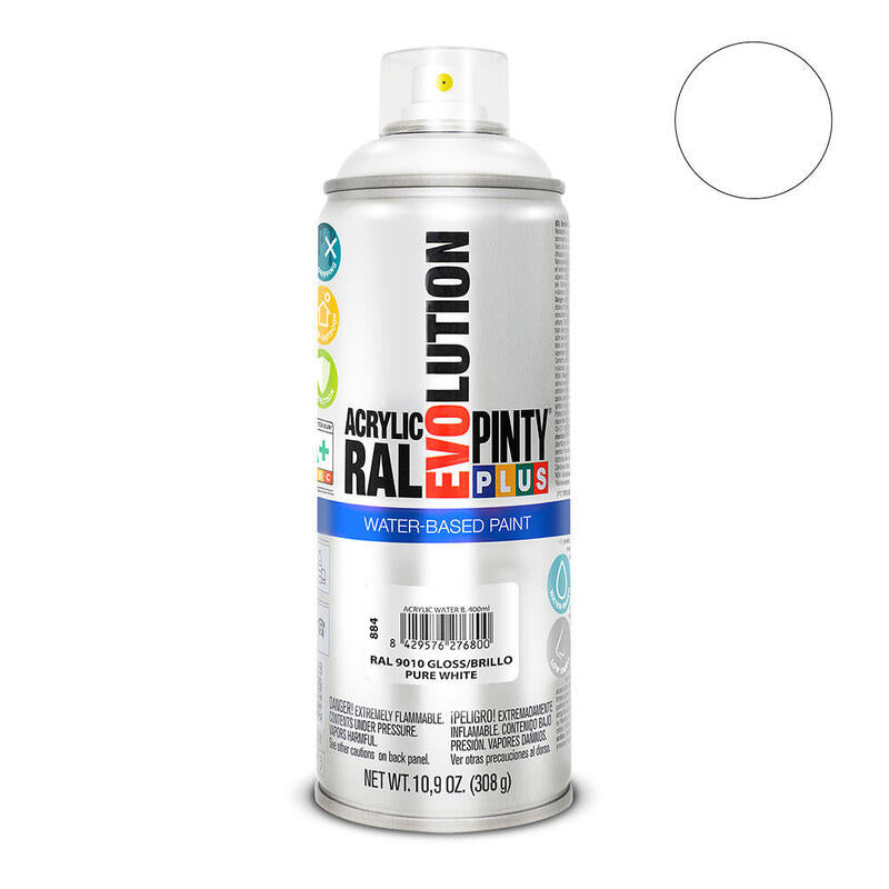 Pintura En Spray Pintyplus Evolution Water-Based 520cc Ral 9010 Blanco Puro