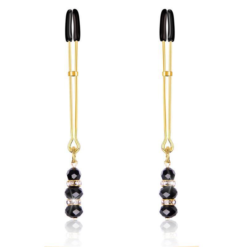Pinzas Para Pezones Con Bolas De Cristal Dorado