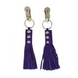 Pinzas Para Pezones Cuero Con Flecos Morado