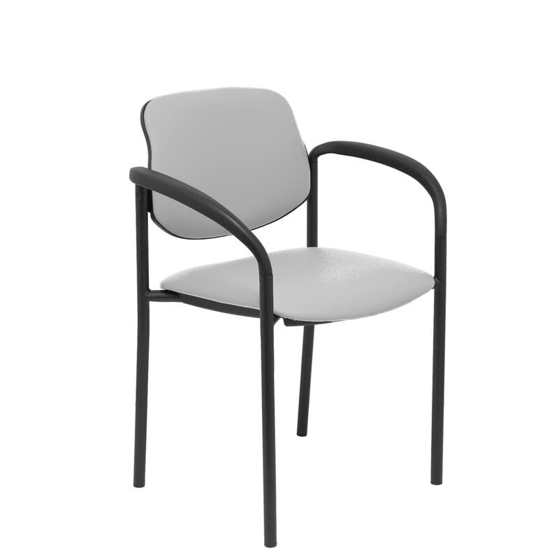 Piqueras Y Crespo Nowy Styl Silla Fija Styl Similpiel Gris Chasis Negro Con Brazos