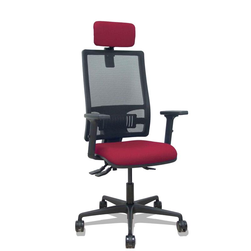 Piqueras Y Crespo Silla Bormate Asincro Malla Negra Asiento Bali Granate Brazos 2d Ruedas 65mm Cabecero Regulable