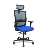 Piqueras Y Crespo Silla Haches Traslack Malla Negra Asiento Bali Azul Brazos 2d Ruedas 65mm Cabecero Regulable