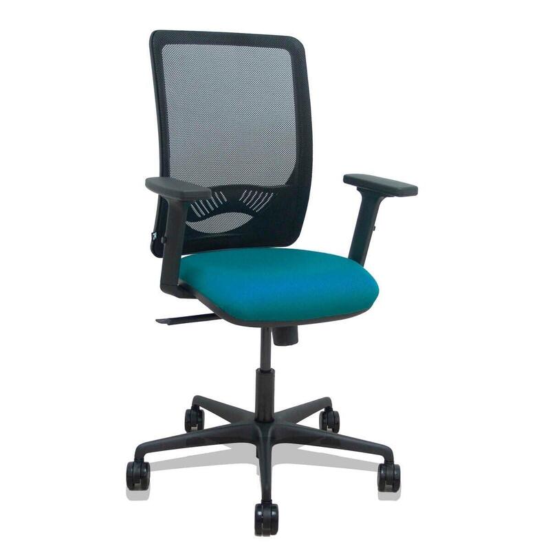 Piqueras Y Crespo Silla Zulema Sincro Malla Negra Asiento Bali Verde Petroleo Brazos 2d Ruedas 65mm