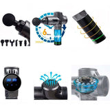 Pistola De Masaje Muscular 6 Cabezales 30 Niveles Negro