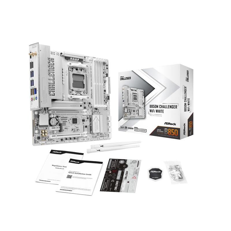 Placa Base  Asrock B850m Challenger Wifi Ddr5 Am5 Blanco 90-Mxbu50-A0uayz Retail