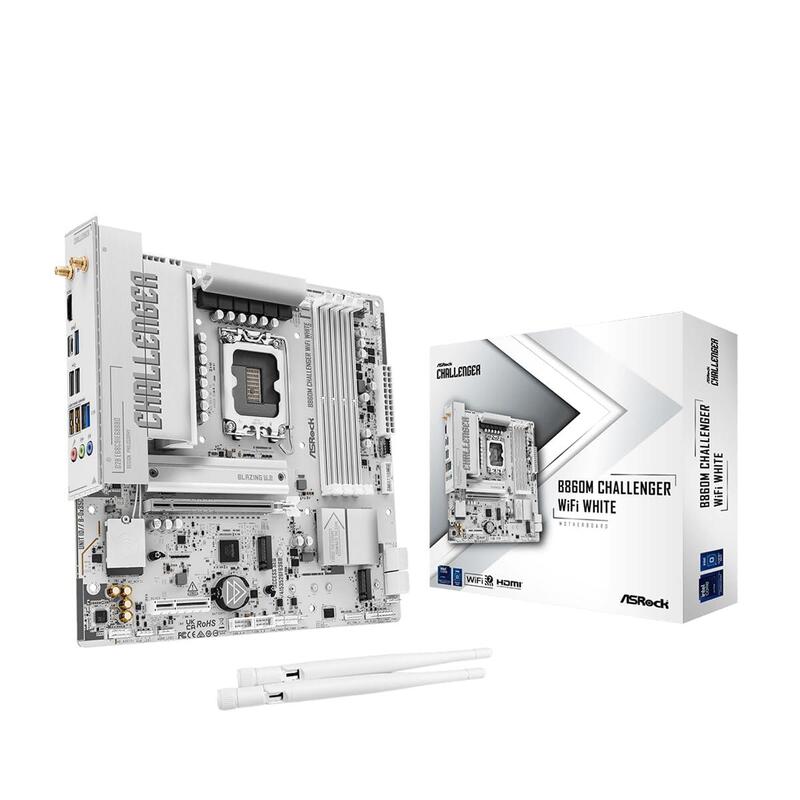 Placa Base  Asrock B860m Challenger Wifi Blanco 1851 Matx Hdmi Dp Ddr5