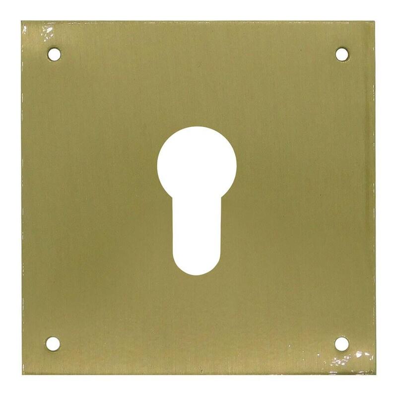 Placa Bocallave, Pera, Modelo Plp13, De Latón Con Acabado Latón Satinado, 80 X 80 Mm