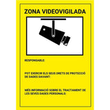 Placa / Cartel En Catalán De Zona Videovigilada Pvc Para Interior/Exterior. Homologado Según Normativa Vigente