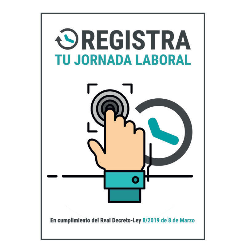 Placa / Cartel Registro Jornada Laboral Plástico Para Interior/Exterior.Homologado Según Normativa Vigente