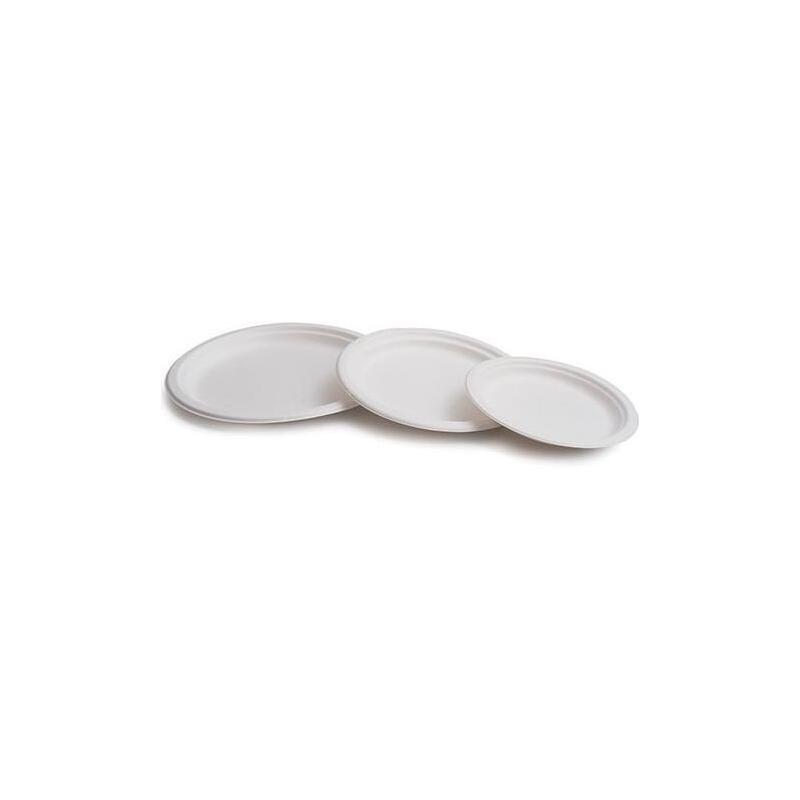 Plato Caña De Azúcar 17cm Biodegradable Blanco Pack 50
