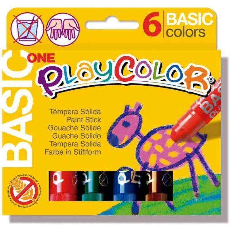 Playcolor Témperas Sólidas Basic One Barra Estuche De 6 C/Surtidos