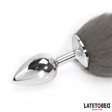 Plug Anal Con Cola Blanco Y Negro 40 Cm