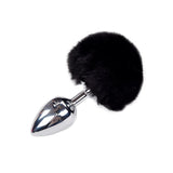 Alive - Anal Pleasure Plug Liso Metal Pompon Negro Talla L