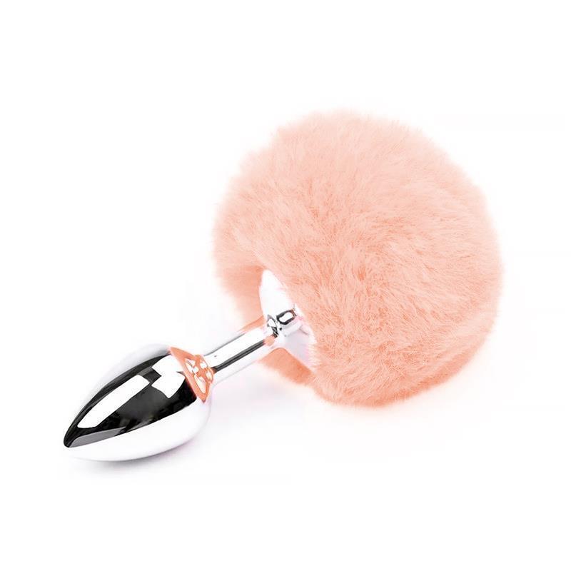 Plug Anal Con Pompón Rosa Chicle Talla S
