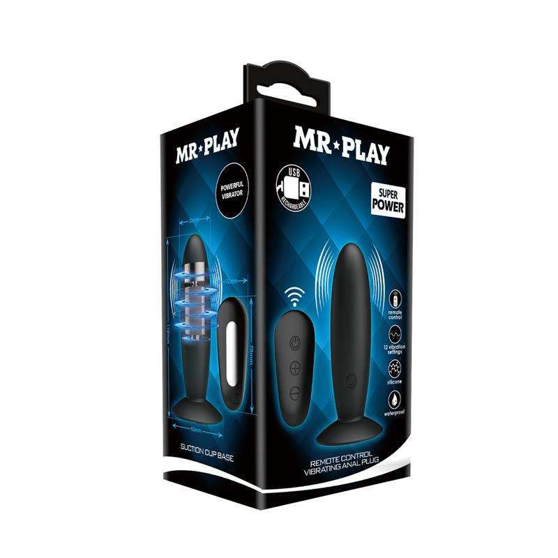 Mr Play - Plug Anal Con Vibracion Negro Control Remoto