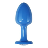 Plug Anal De Metal Azul Rosebud Con Joya Transparente