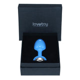 Plug Anal De Metal Azul Rosebud Con Joya Transparente