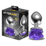 Plug Anal De Metal Con Rosa Púrpura En La Base Talla M
