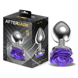 Plug Anal De Metal Con Rosa Púrpura En La Base Talla S