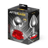 Plug Anal De Metal Con Rosa Roja En La Base Talla M