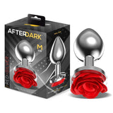 Plug Anal De Metal Con Rosa Roja En La Base Talla M