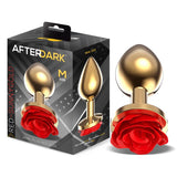Plug Anal De Metal Dorado Con Rosa Roja En La Base Talla M