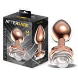Plug Anal De Metal Oro Rosa Con Rosa Blanca En La Base Talla M