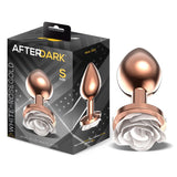 Plug Anal De Metal Oro Rosa Con Rosa Blanca En La Base Talla S