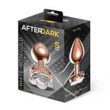 Plug Anal De Metal Oro Rosa Con Rosa Blanca En La Base Talla S