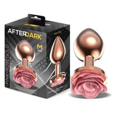 Plug Anal De Metal Oro Rosa Con Rosa Rosa En La Base Talla M