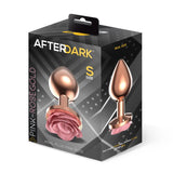 Plug Anal De Metal Oro Rosa Con Rosa Rosa En La Base Talla S