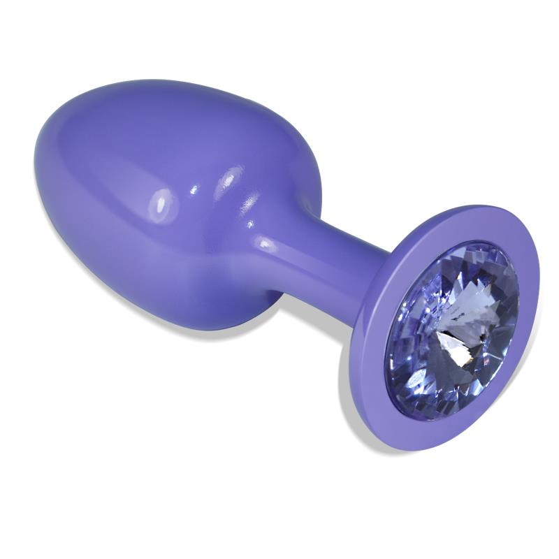 Plug Anal De Metal Púrpura Rosebud Con Joya Azul
