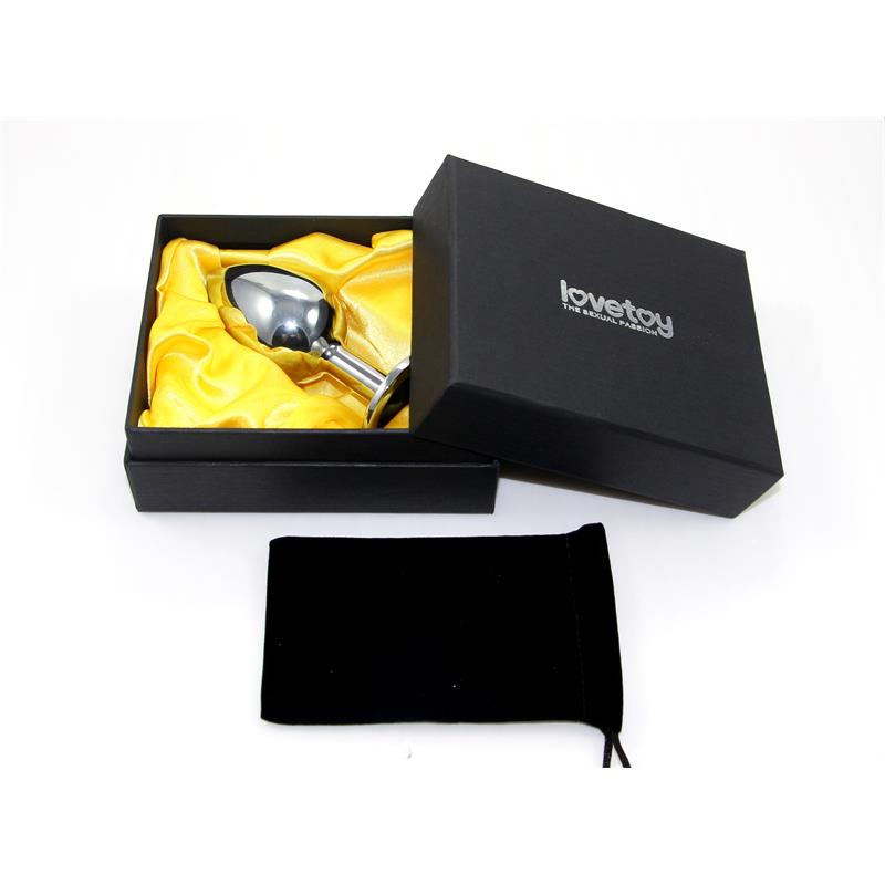 Plug Anal Metal Rosebud Classic Con Joya Transparente Talla L