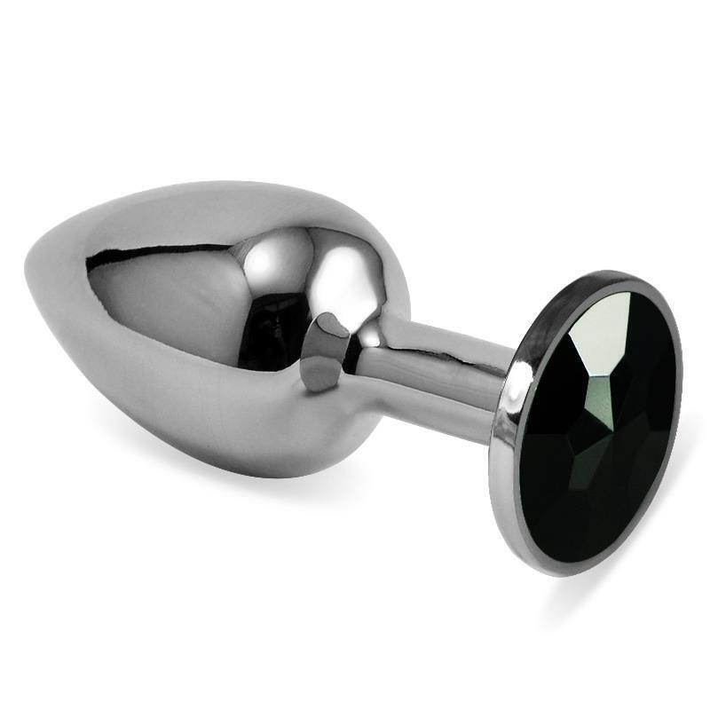 Plug Anal Plateado Rosebud Classic Con Joya Negro Talla S