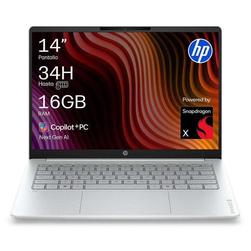 Portátil Hp Omnibook 3 14-Hz0006nsx Copilot+Pc, Qc Snapdragon X1-26-100, 16gb, 512gb Ssd, Qualcomm Adreno, 14", W11, Sin Cargador - Plata