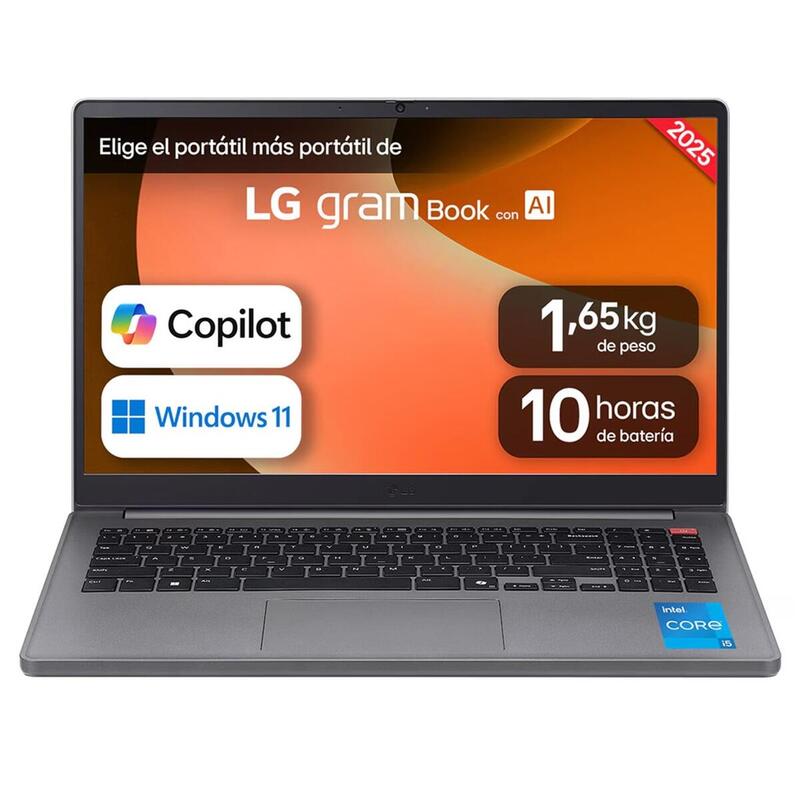 Portátil Lg Gram Book 15u50t-G.Aa56b, Intel Core I5-1334u, 16gb, 512gb Ssd, 15,6", W11 - Plateado