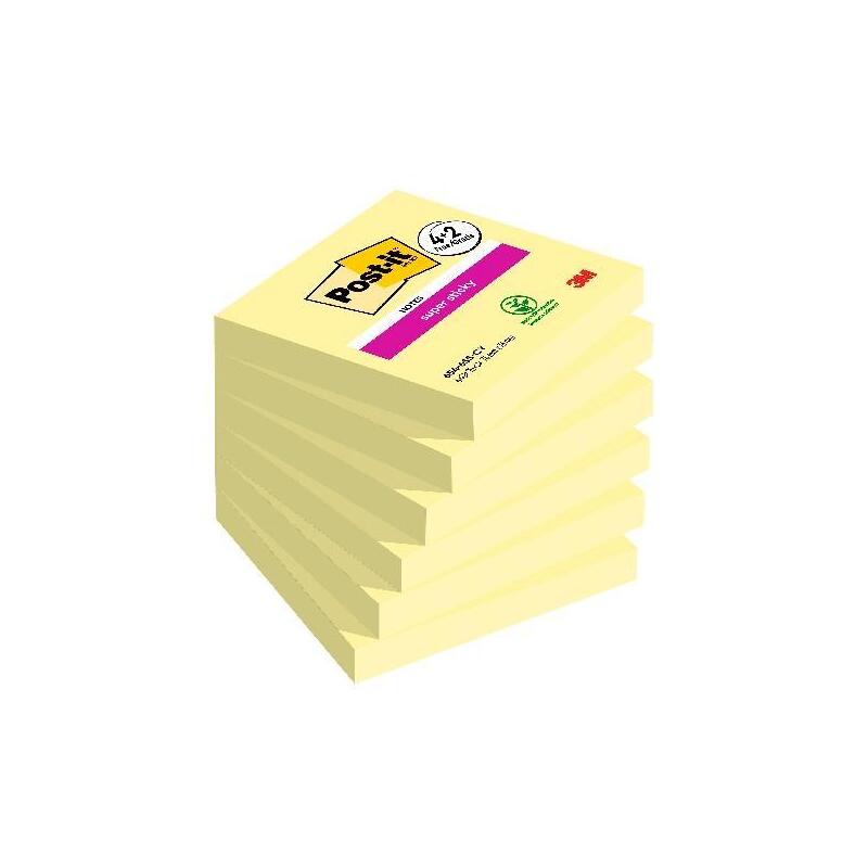 Post-It Bloc Notas Super Sticky 90h 76x76 Paquete De 6 Canary Yellow